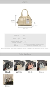 Dimensions détaillées et comparaison de couleurs du sac Boston élégant avec fente pour carte