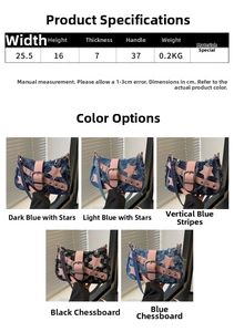 Spécifications de taille pour sacs portés épaule en denim à motifs étoiles et damiers