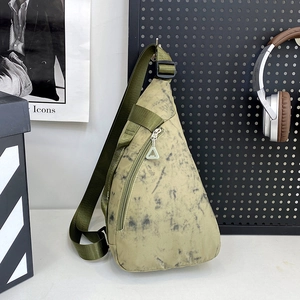 Japanese style nylon chest bag in army green with tie-dye texture for summer casual wear