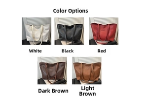 Color options of large capacity tote bag featuring woven texture and long shoulder straps