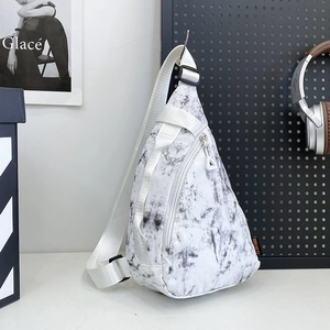 Japanese style minimalist marble print crossbody sling bag with adjustable strap