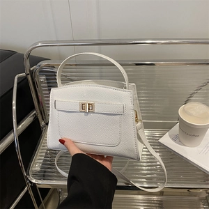 Sac À Épaule Motif Litchi Style Kelly Pour Femmes Sac À Main Bandoulière En Simili Cuir Avec Fermoir Doré Bandoulière Réglable