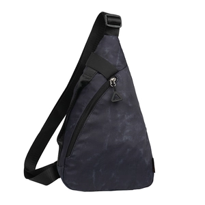 Minimalist marble pattern nylon chest bag with adjustable strap and diagonal zipper
