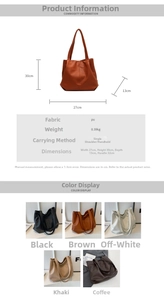 Guide des tailles et specs pour grand sac cabas en similicuir en cinq coloris