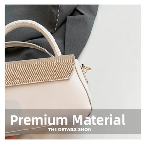 Détail du cuir beige et du tissu tissé texturé sur un sac à main moderne pour femme