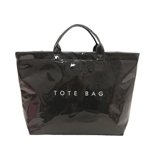 Glossy black tote bag in durable waterproof paper material with minimalist design