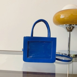 Sac à main bleu marine avec fenêtre PVC transparente et bandoulière réglable chic