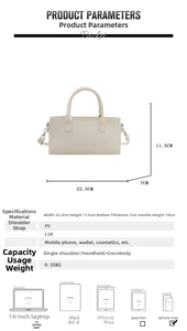 Detailed dimensions of the beige faux leather crossbody bag with 22.5x11.5x7cm size