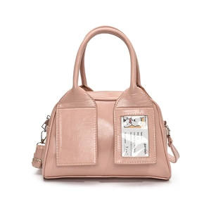 Sac Boston rose vintage brillant avec poignées, bandoulière et fente pour carte design