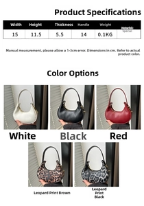 Tableau des tailles détaillé pour mini sac croissant avec dimensions et spécifications