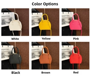 Detailed grid view of mini shell bags in six colors with elegant crocodile texture