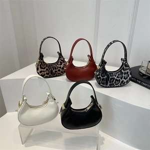 Mini Borsa Hobo A Mezzaluna Pelle PU Tinta Unita Stampa Leopardata Borsa A Mano Da Donna Moda Streetwear