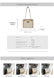 Spécifications de taille détaillées et options de couleurs pour ce sac fourre-tout