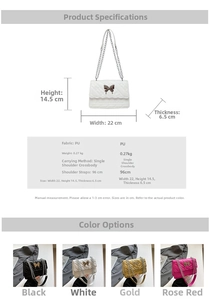 Size specifications and multi-color options of quilted PU leather crossbody bags