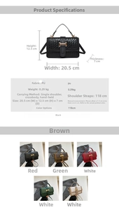 Size guide for straw texture crossbody bag with H buckle and adjustable strap