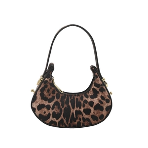 Sac à main chic à imprimé léopard avec détails dorés et anse noire pour femmes