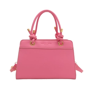 Pink large capacity crossbody bag with round knot handles and adjustable strap for women