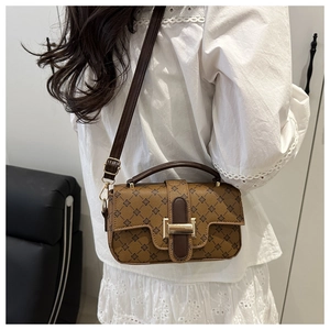 Detail of vintage crossbody bag with cross-star pattern and gold-tone metal hardware