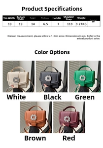 Detailed size chart for crossbody bag with dimensions, weight and material specifications
