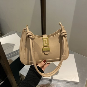 Borsa Sottobraccio in Pelle PU Donna Chiusura Geometrica Tracolla a Nodo Tinta Unita Urbana Semplice Quotidiana Moda Borsa a Mano