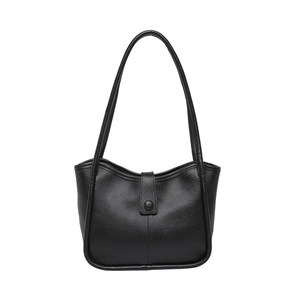 Sac seau classique en similicuir noir avec poignée supérieure et boucle pour le quotidien