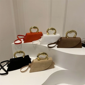 Luxe minimalist shoulder bags with lava-style metal handles in five trendy colors