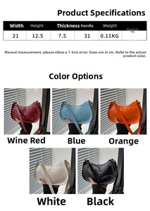 Tableau des tailles et guide des couleurs pour sac hobo en similicuir brillant