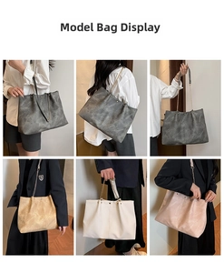 Détails des sacs à main rétro en cuir souple en gris, kaki, blanc et rose disponibles