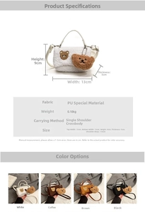 Tableau détaillé des tailles pour sac en peluche avec dimensions et spécifications