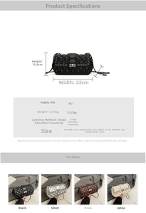 Detailed size and material guide for the quilted faux leather chain crossbody bag