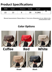 Detailed size chart and dimensions overview for this minimalist PU leather shoulder bag