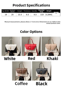 Tableau des tailles et options de couleurs pour le sac à main vintage en cuir PU contrasté