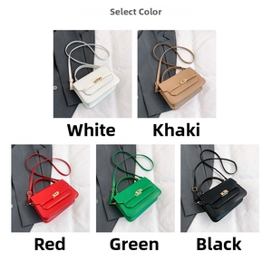 Collection of chic trapezoid PU leather handbags in white, khaki, red, green and black