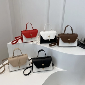 Minimalist leather crossbody handbags set in five colors with metal locks and top handles