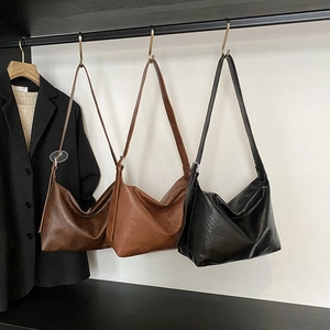 Sac À Épaule Hobo En Cuir PU Grande Capacité Pour Femmes Mode Décontracté Couleur Unie Sac Bandoulière Avec Fermeture