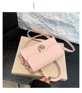 Détail du sac à main rose avec fermoir doré tournant sur un livre d'art