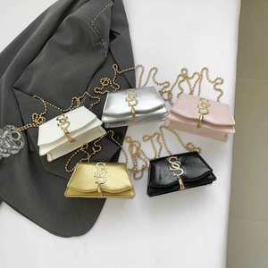 Petit Sac À Bandoulière Femme Cuir PU Chaîne À Billes Métallique Mode Gland Sac Carré