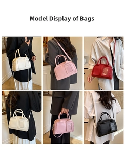 Détails du sac Boston pour femmes disponible en blanc, rose, rouge et noir avec bandoulière