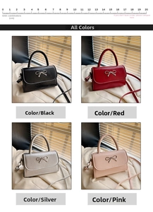 Chic handbags for women in four elegant colors with stylish metal bow accents