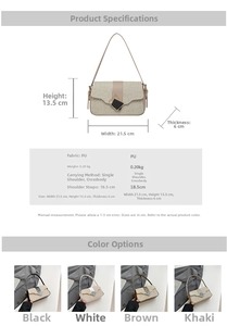 Dimensions détaillées et coloris du petit sac bandoulière en similicuir tissé femme