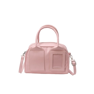 Sac Boston rose chic avec poches avant et bandoulière réglable pour femmes élégantes