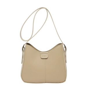 Sac seau beige minimaliste avec logo FASHION et bandoulière réglable en similicuir
