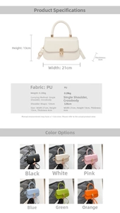 Detail view of colorful PU leather flap bags featuring golden CD logo clasps and dimensions