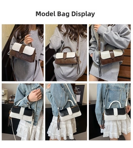 Sac bandoulière carré bicolore avec détail de gland et bandoulière réglable
