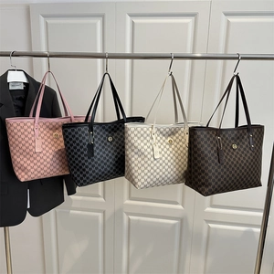 Damen Tote Handtasche PU Leder Monogramm M Druck Große Kapazität Vintage Pendler Umhängetasche Für Damen