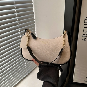 Damen Hobo Tasche Aus PU Leder Mit Litschi Maserung Halbmond Schultertasche Umhängetasche Mit Goldener Kette Minimalistisch