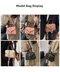 Detail view of the woven texture and metal buckle on fashionable crossbody square bags
