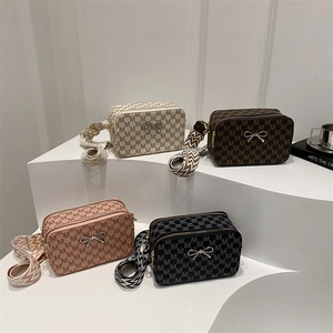 Stylish camera cross-body bags in four colors with M-letter print and wide straps