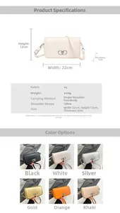 Detailed dimension guide and specifications for the minimalist PU leather crossbody bag
