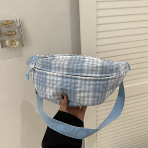 Sac Banane À Carreaux Gingham Corduroy Pour Femmes Filles Sangle Réglable Décontracté Doux Sac Bandoulière Poitrine Fermeture Éclair